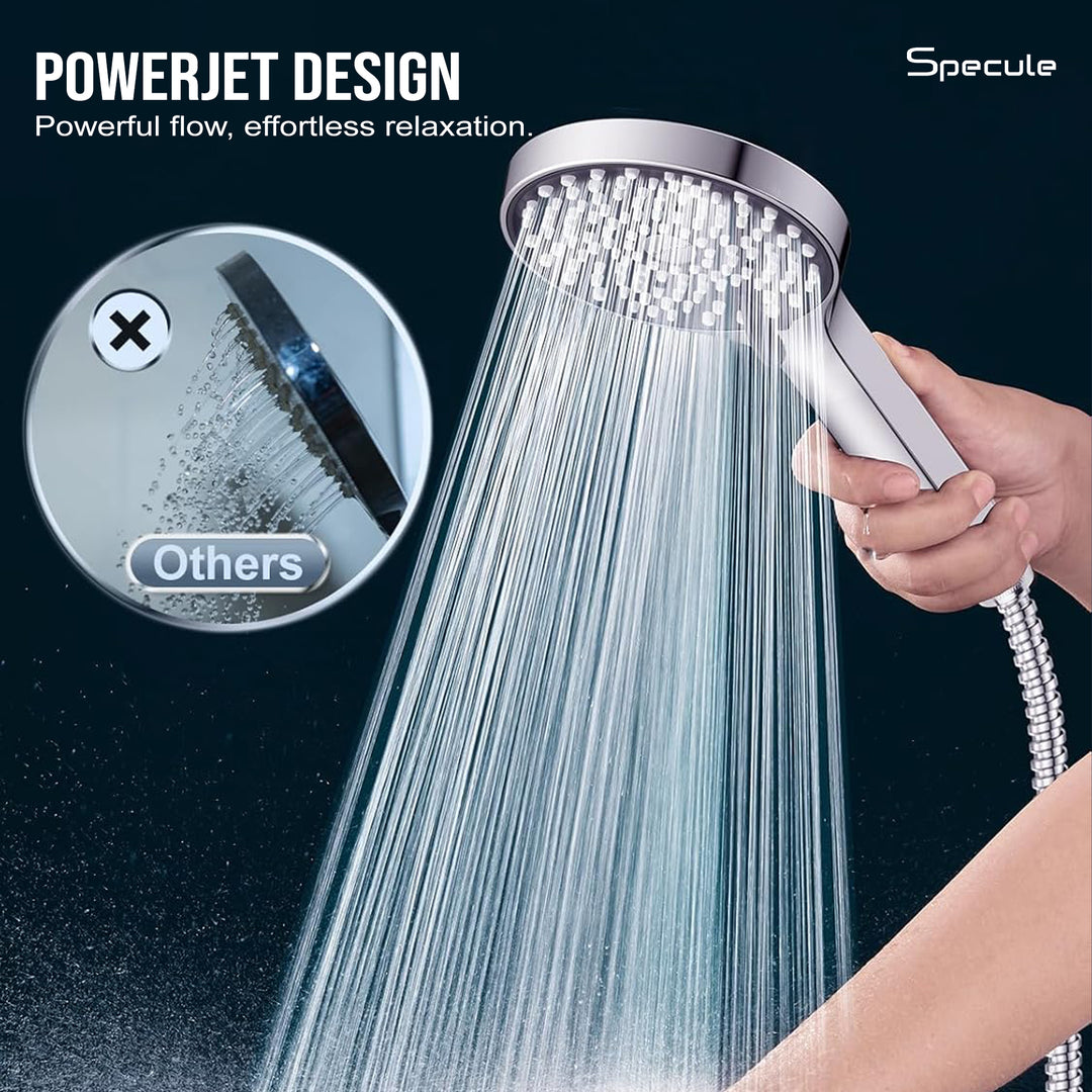 Penta Five Flow ABS Hand Shower with 1.5 Meter 304-grade SS Hose & Hook