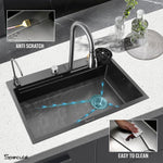 Load image into Gallery viewer, Handmade Waterfall Kitchen Sink With Pull-down Faucet Set (30 x 18 x 10 Inches) - by Specule
