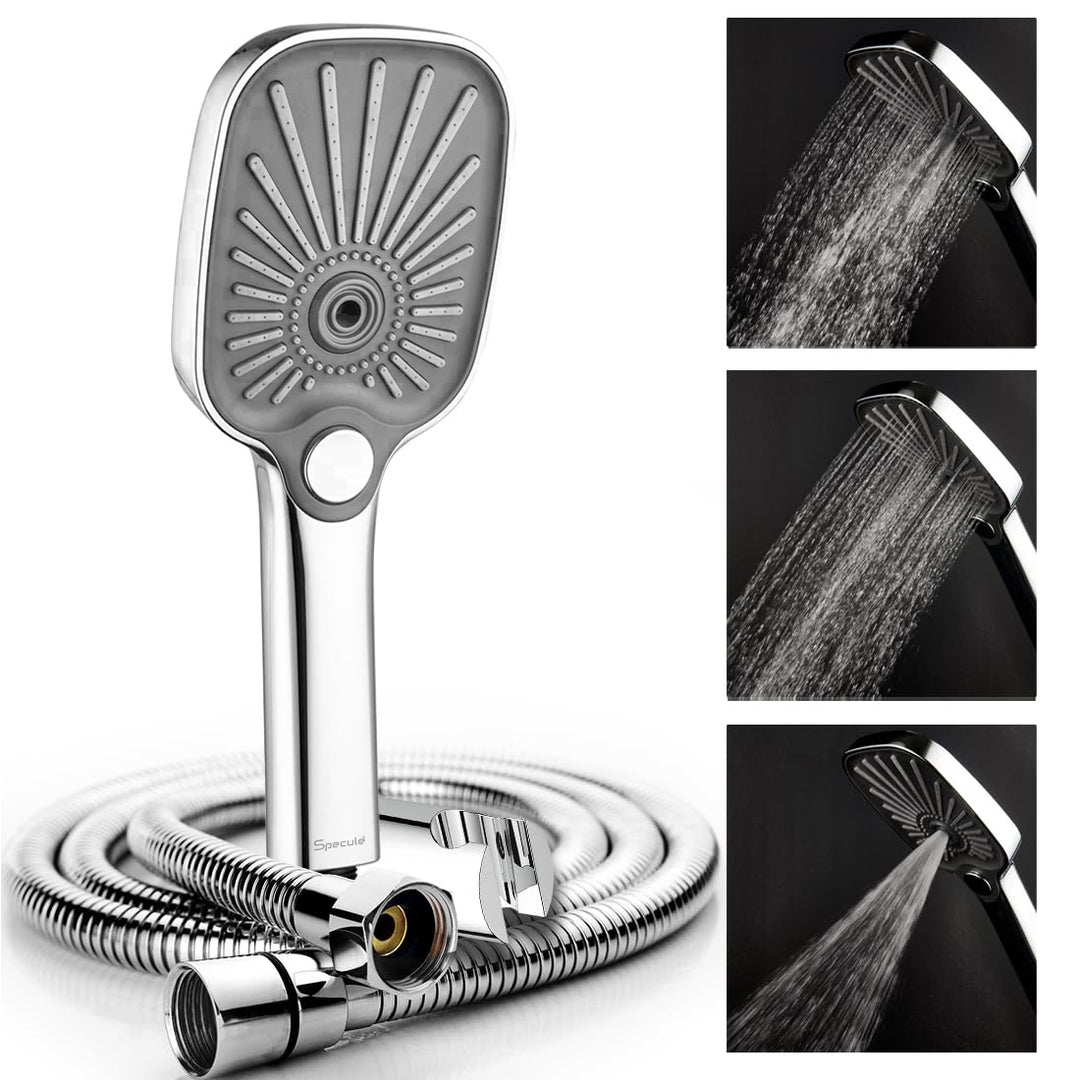 Zeno Triple Flow ABS Hand Shower with 1.5 Meter 304-grade SS Hose & Hook