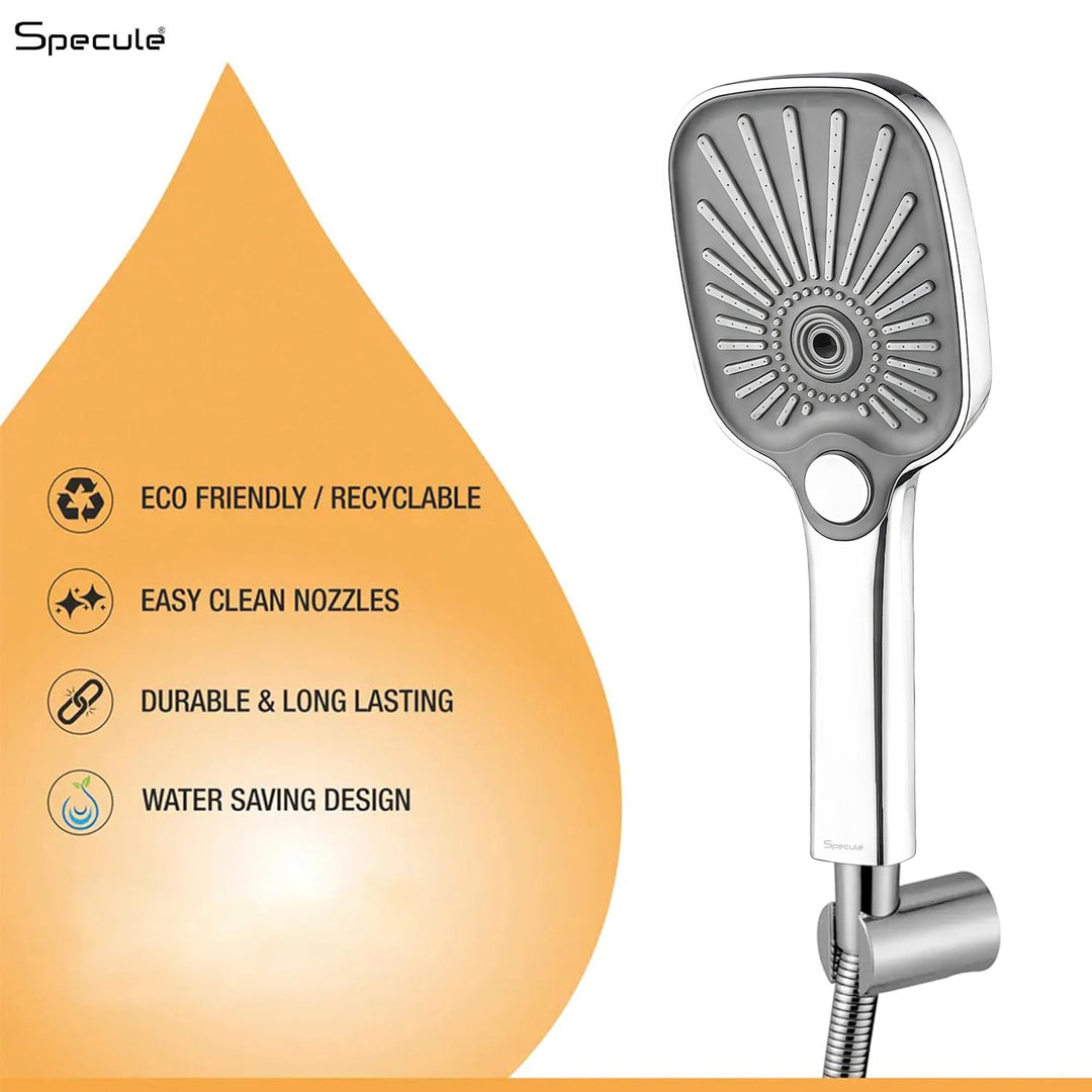 Zeno Triple Flow ABS Hand Shower with 1.5 Meter 304-grade SS Hose & Hook