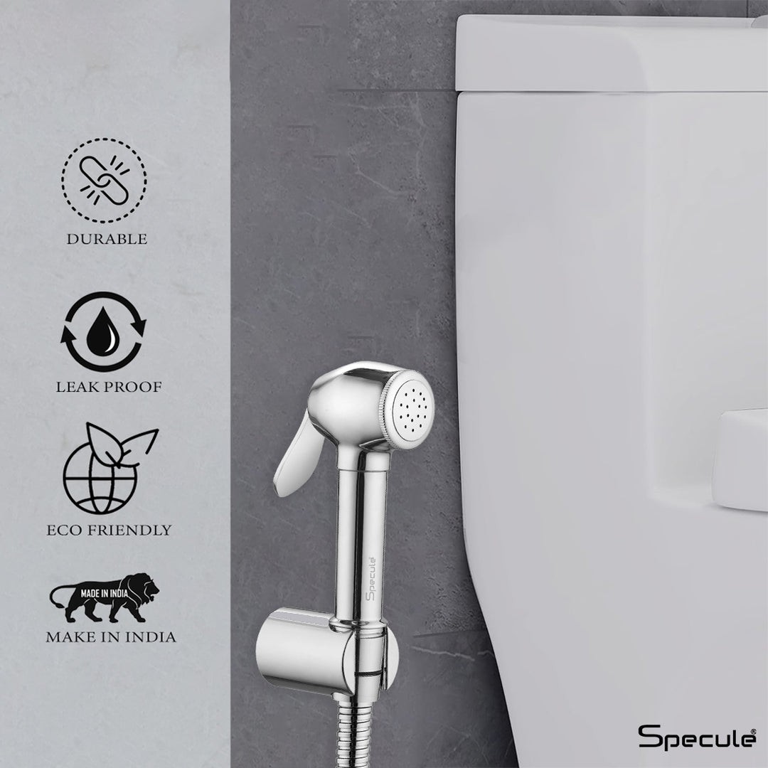 Dolphin Chrome Health Faucet with Dual Flow and 1 Meter 304-Grade SS Hose & Hook
