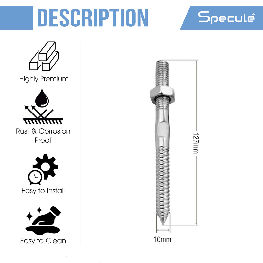 Rag Bolt Stainless Steel (10mm) (Pack of 2) – by Specule