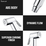 Load image into Gallery viewer, Linea Chrome Health Faucet with Dual Flow and 1 Meter 304-Grade SS Hose &amp; Hook
