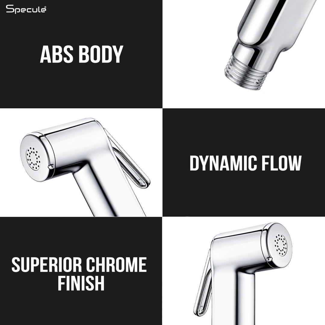 Linea Chrome Health Faucet with Dual Flow and 1 Meter 304-Grade SS Hose & Hook