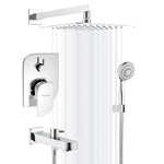 Load image into Gallery viewer, Luxury Brass Diverter Set with 8&quot; Overhead and Hand Shower for Modern Bathrooms
