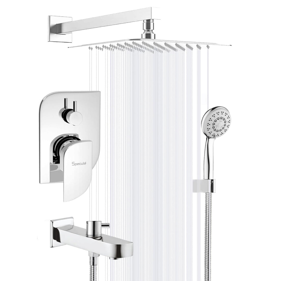 Luxury Brass Diverter Set with 8" Overhead and Hand Shower for Modern Bathrooms