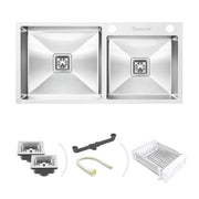 Specule 37x18 Handmade Smart Stainless Steel Kitchen Sink  Tap Hole

