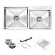 Specule 37x20 Handmade Smart Stainless Steel Kitchen Sink with Drainboard and Tap Hole

