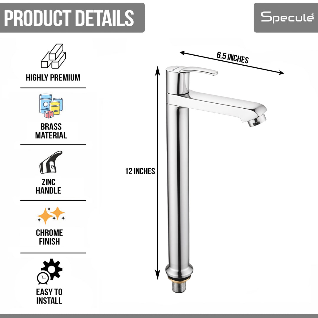 Topaz Tall Body Brass Wash Basin 12 Inches Pillar Tap – by Specule