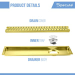 Load image into Gallery viewer, Gold Wave 304 Grade Shower Drain Channel 18x4 Inch with Cockroach Trap – by Specule
