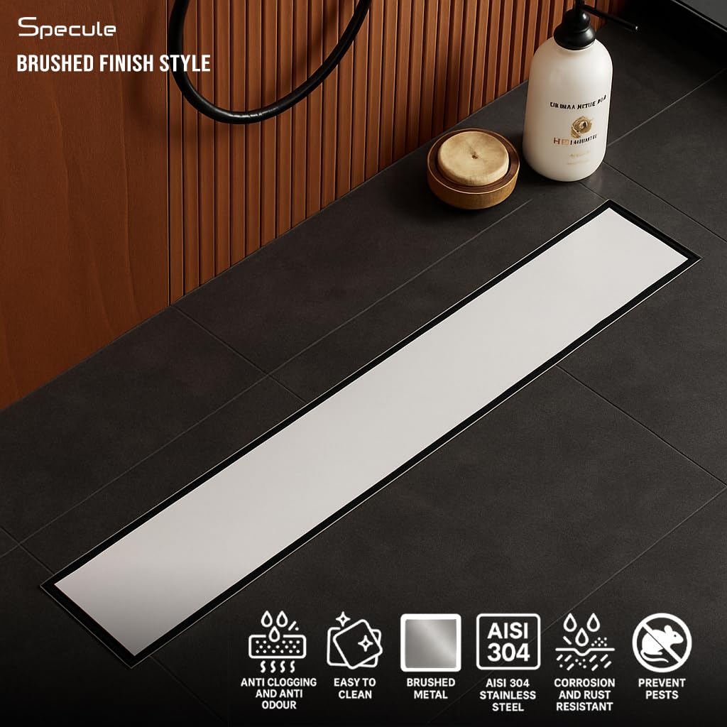 Tile Insert Shower Drain Channel (48 x 5 Inches) with Cockroach Trap (304 Grade) - by Specule
