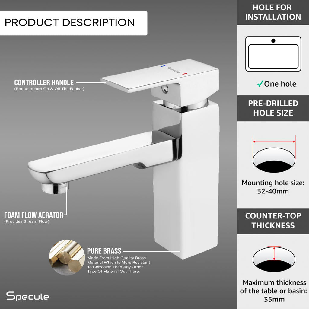Cubix Single Lever Deck-mount Wash Basin Mixer Tap - by Specule
