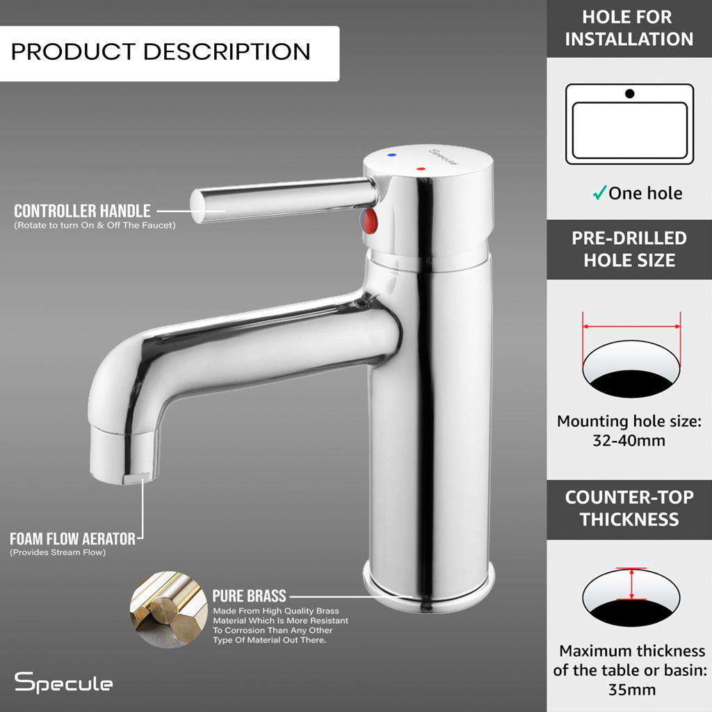 Flora Single Lever Deck-mount Wash Basin Mixer Tap - by Specule
