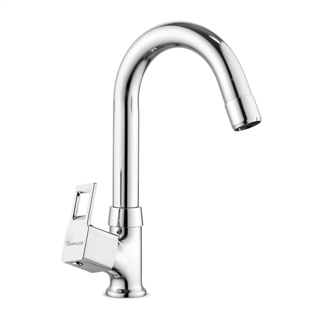 Cubo Swan Neck with Round Swivel Spout Brass (12 inches)- by Specule