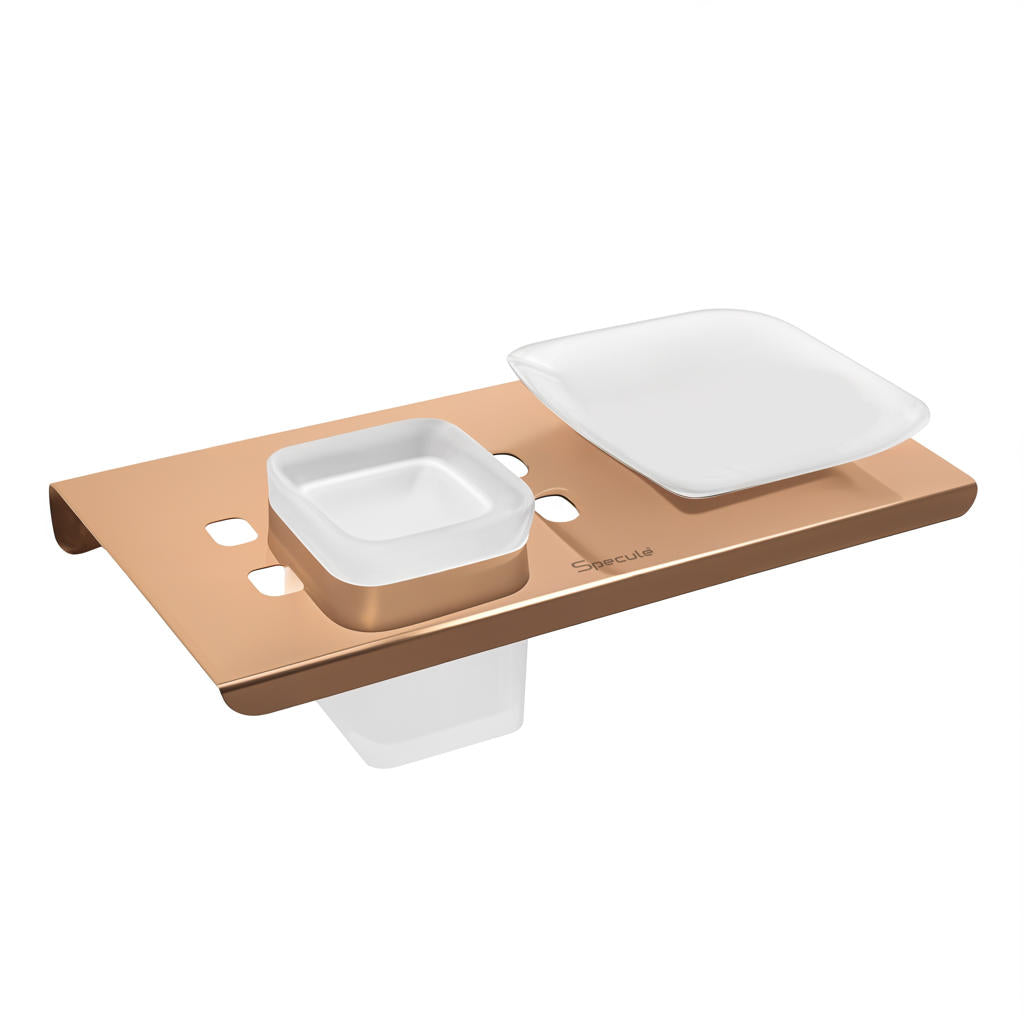 Stellar Stainless Steel Soap Dish With Tumbler Holder (RoseGold) – by Specule