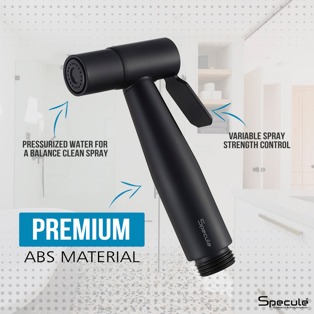 Zento Black Matt Health Faucet with Dual Flow and 2 Meter Spiral 304-Grade SS Hose & Hook (Copy)