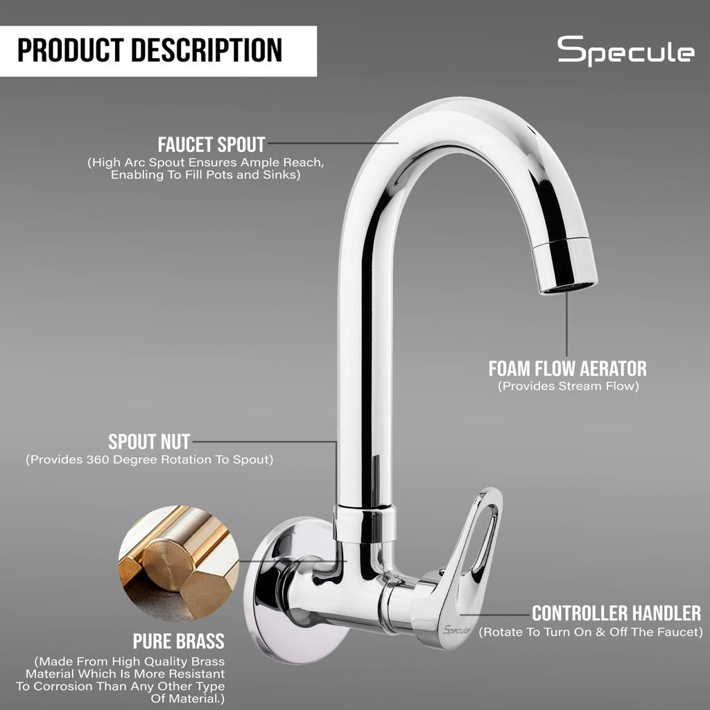 Opel Sink cock Round Swivel Spout Brass (12 inches)- by Specule