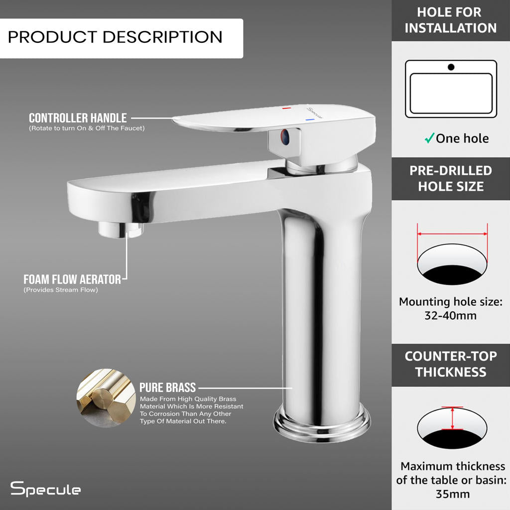 Alive Single Lever Deck-mount Wash Basin Mixer Tap - by Specule