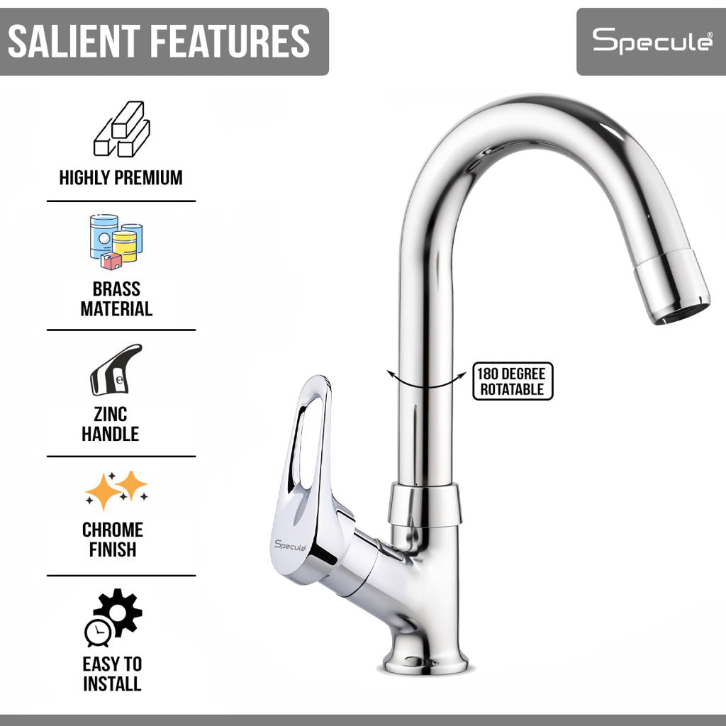 Opel Swan Neck with Round Swivel Spout Brass (12 inches)- by Specule