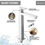 Load image into Gallery viewer, Cubix Tall Body Brass Wash Basin 12 Inches Pillar Tap – by Specule
