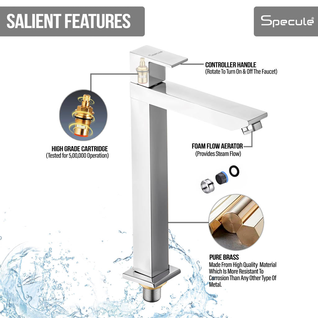 Cubix Tall Body Brass Wash Basin 12 Inches Pillar Tap – by Specule