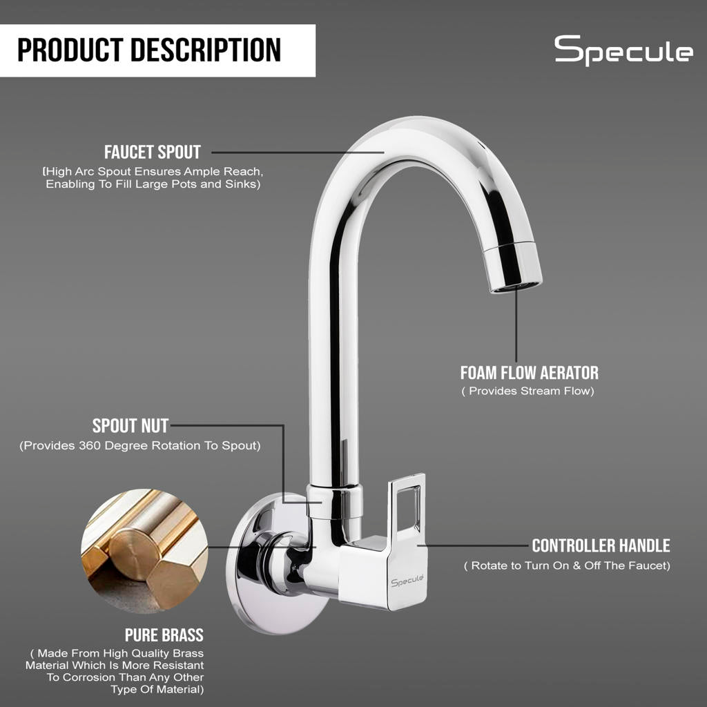 Cubo Sink cock Round Swivel Spout Brass (12 inches)- by Specule