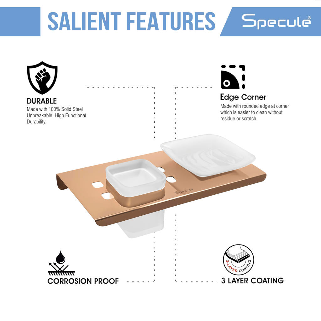 Stellar Stainless Steel Soap Dish With Tumbler Holder (RoseGold) – by Specule