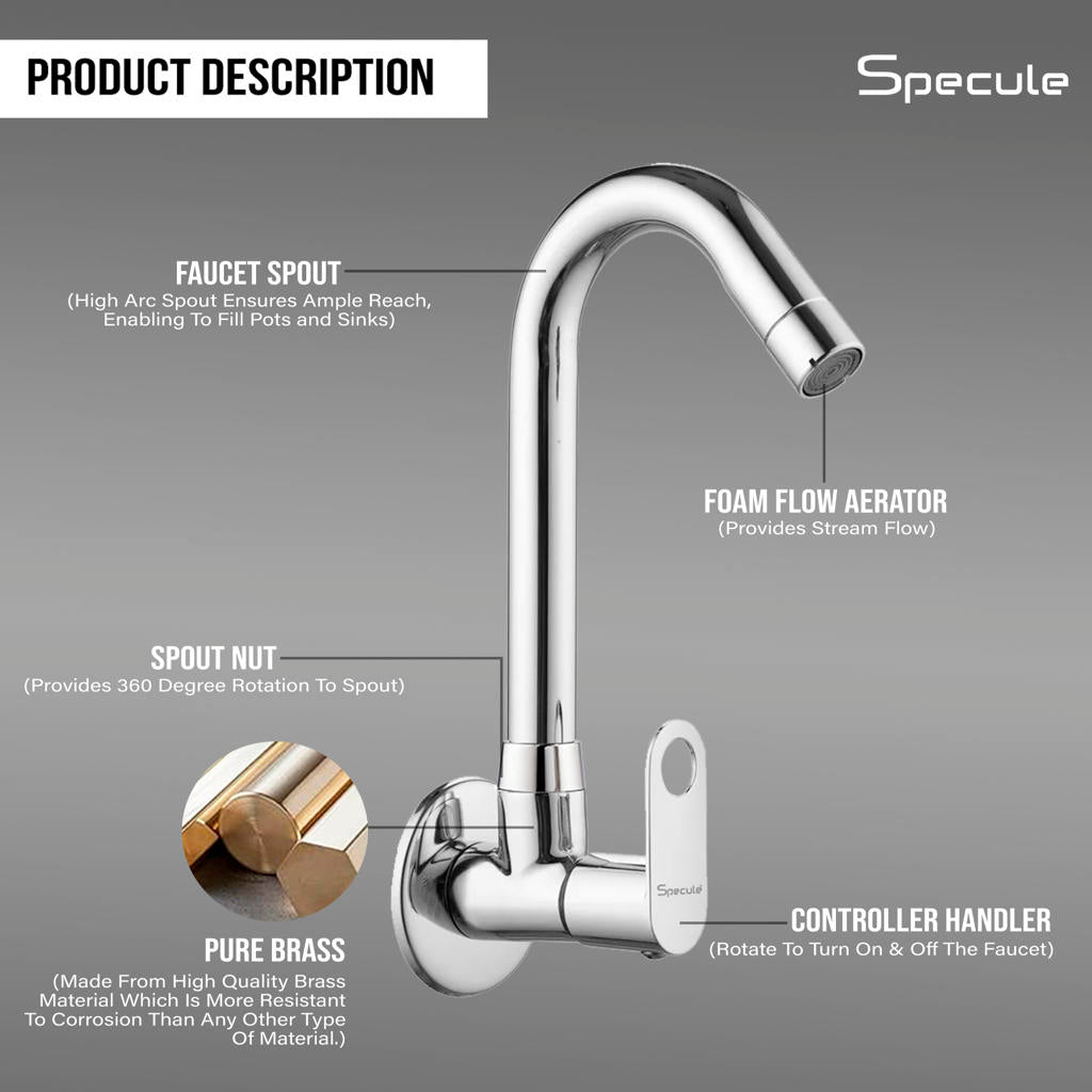 Ornamix Sink cock Round Swivel Spout Brass (12 inches)- by Specule