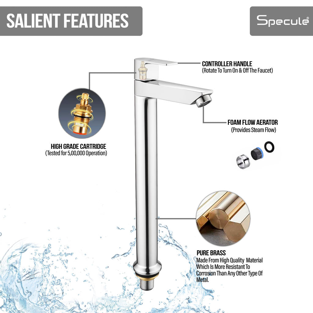 Nyra Tall Body Brass Wash Basin 12 Inches Pillar Tap – by Specule