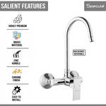 Load image into Gallery viewer, Square Single Lever Wall Mount Kitchen Sink Mixer Tap with Swivel Spout (18 Inches) - by Specule

