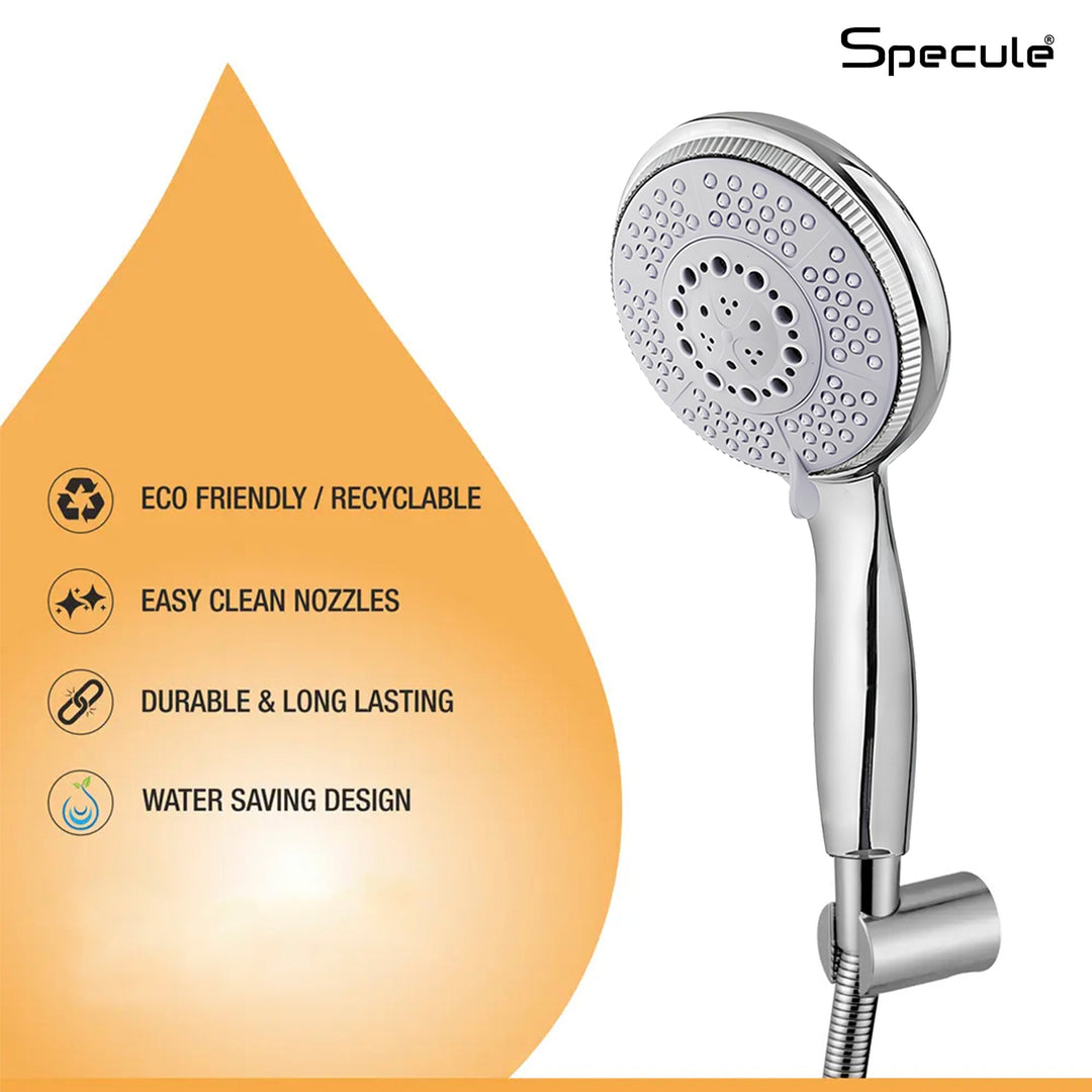 Zura Four flow ABS Hand Shower with 1.5 Meter 304-grade SS Hose & Hook