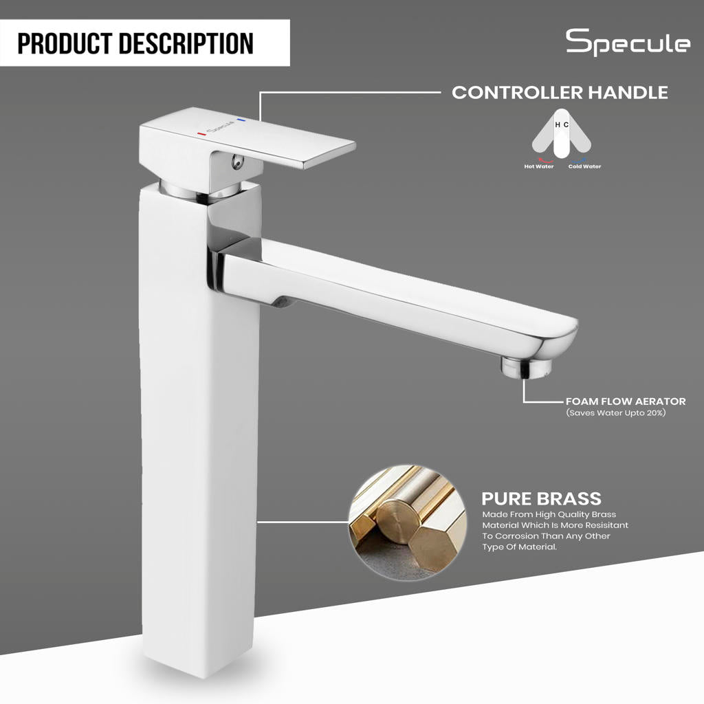 Cubix Single Lever Deck-mount Tall Body Wash Basin Single Lever Mixer Tap - by Specule