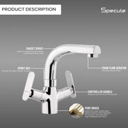 Angel Center Hole Wash Basin Mixer Tap with Swivel Spout -by Specule
