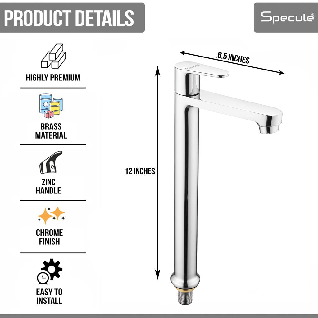 Spectra Tall Body Brass Wash Basin 12 Inches Pillar Tap – by Specule
