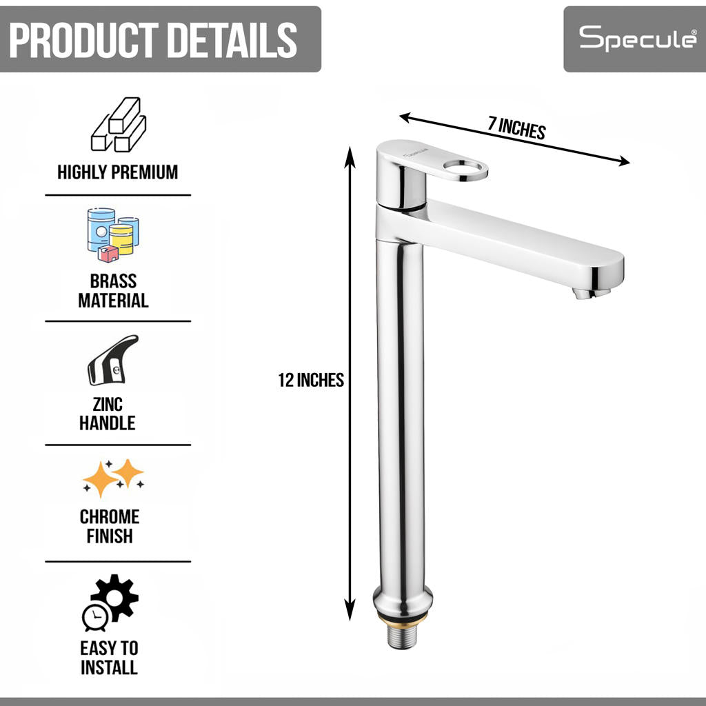 Ornamix Tall Body Brass Wash Basin 12 Inches Pillar Tap – by Specule