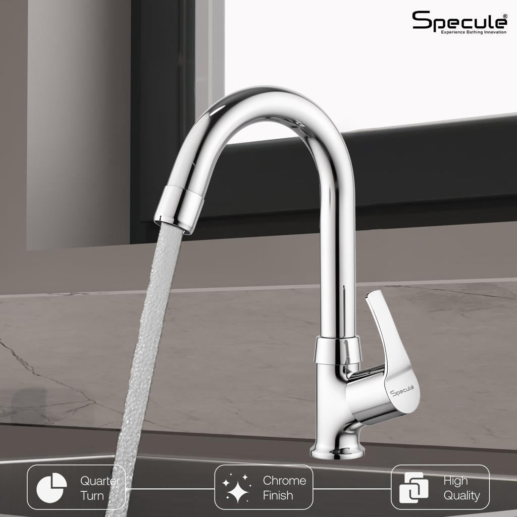 Topaz Swan Neck with Round Swivel Spout Brass (12 inches)- by Specule