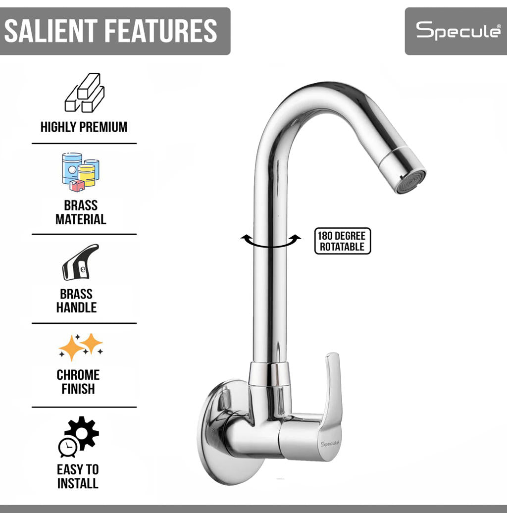 Topaz Sink cock Round Swivel Spout Brass (12 inches)- by Specule