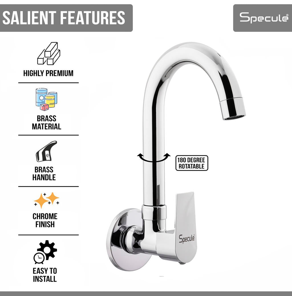 Nyra Sink cock Round Swivel Spout Brass (12 inches)- by Specule