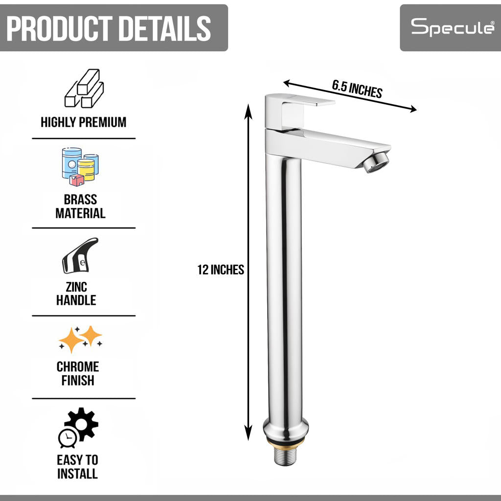Nyra Tall Body Brass Wash Basin 12 Inches Pillar Tap – by Specule