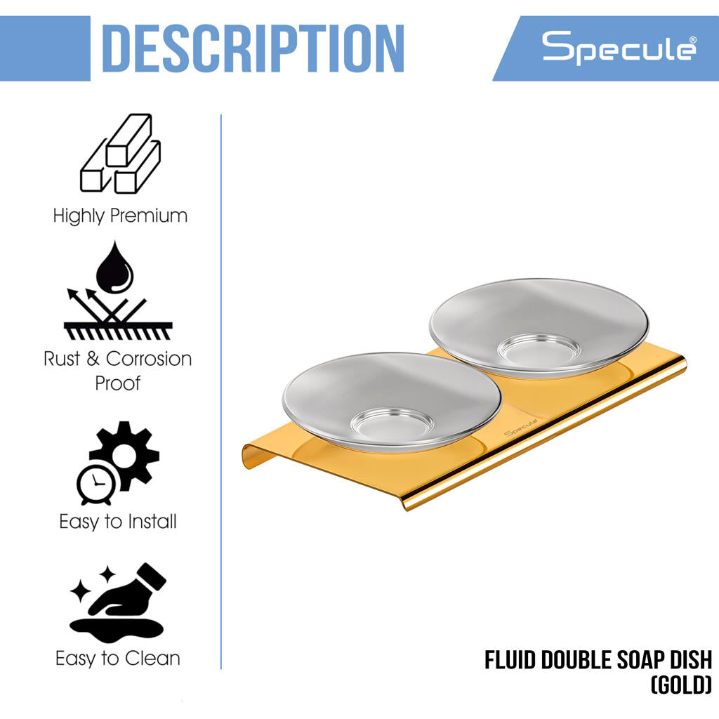 Stellar Stainless Steel and Frosted Glass Double Soap Dish (Gold)