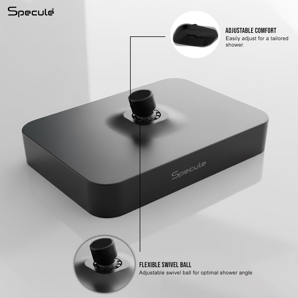 9 x 6 inch matte black rain shower head top view