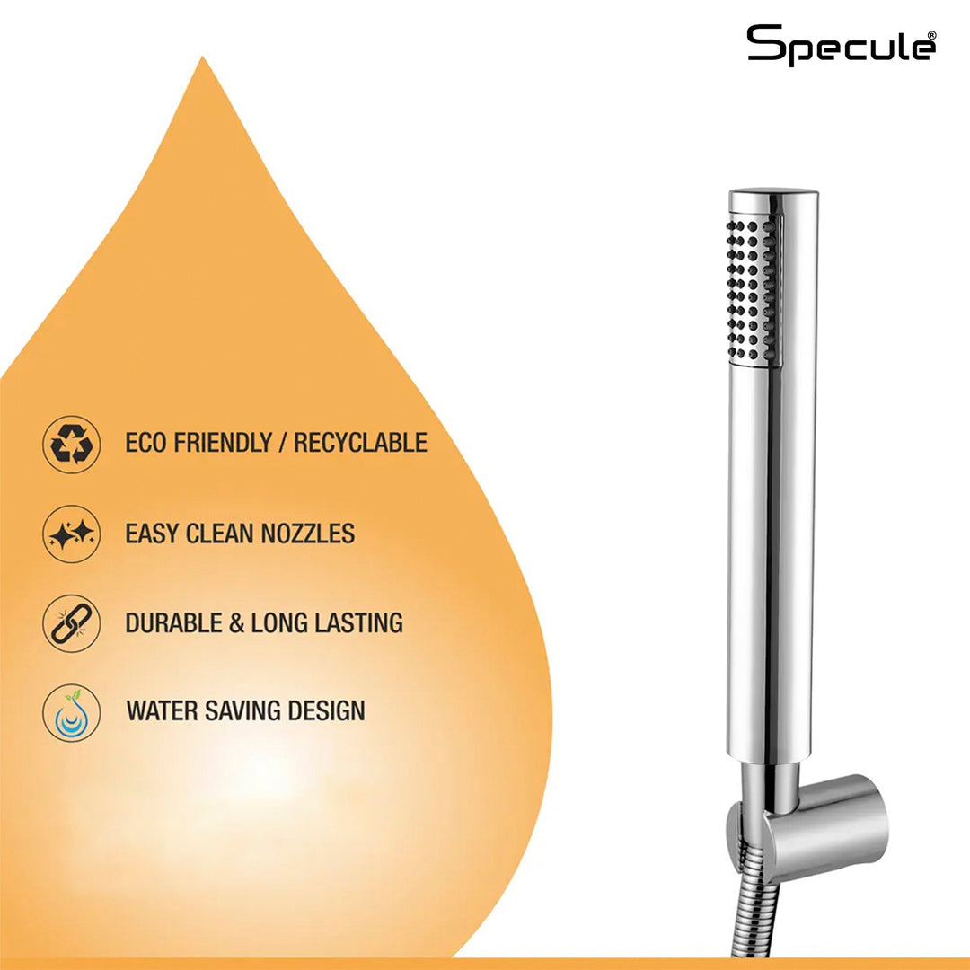 Sleek ABS Hand Shower with 1.5 Meter 304-grade SS Hose & Hook