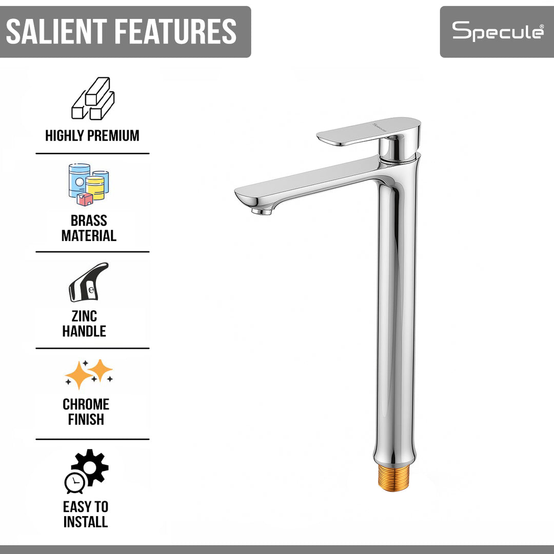 Nyra Tall Body Wash Basin 12 Inches Pillar Tap (Chrome) – by Specule