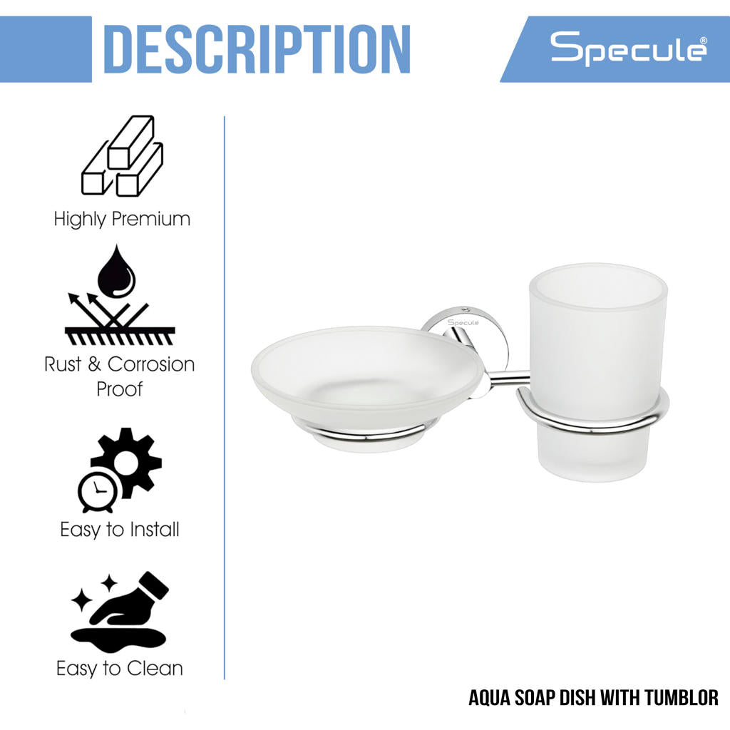 Aqua Stainless Steel Soap Dish With Tumbler Holder (Chrome) – by Specule