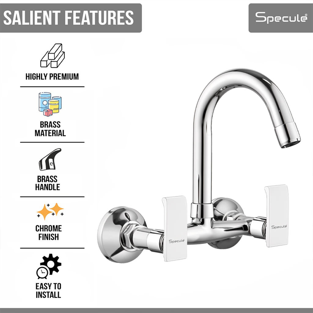 Lyric Wall-mount Kitchen Sink Mixer Tap with Swivel Spout - by Specule