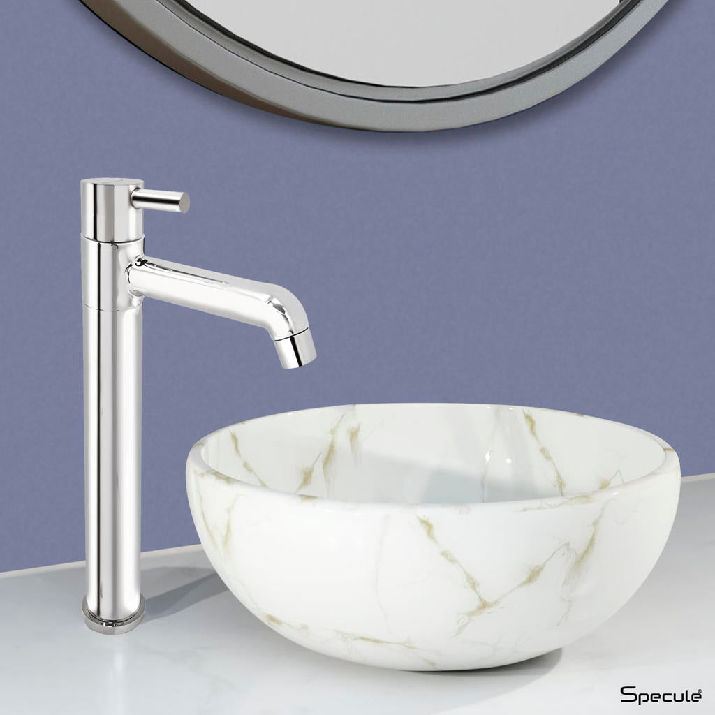 Flora Tall Body Brass Wash Basin 12 Inches Pillar Tap – by Specule