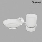 Load image into Gallery viewer, Aqua Stainless Steel Soap Dish With Tumbler Holder (Chrome) – by Specule
