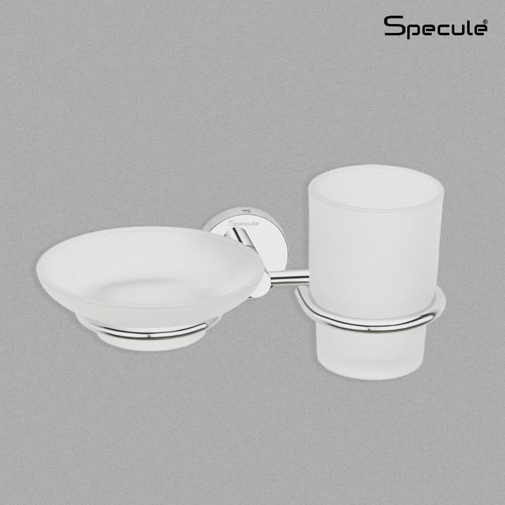 Aqua Stainless Steel Soap Dish With Tumbler Holder (Chrome) – by Specule