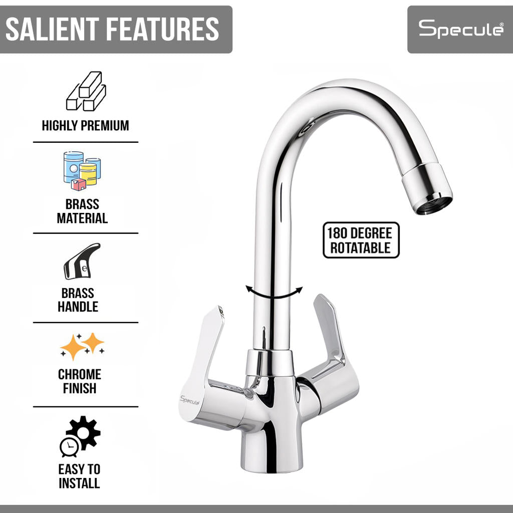 Chocolate Center Hole Wash Basin Mixer Tap with Swivel Spout -by Specule