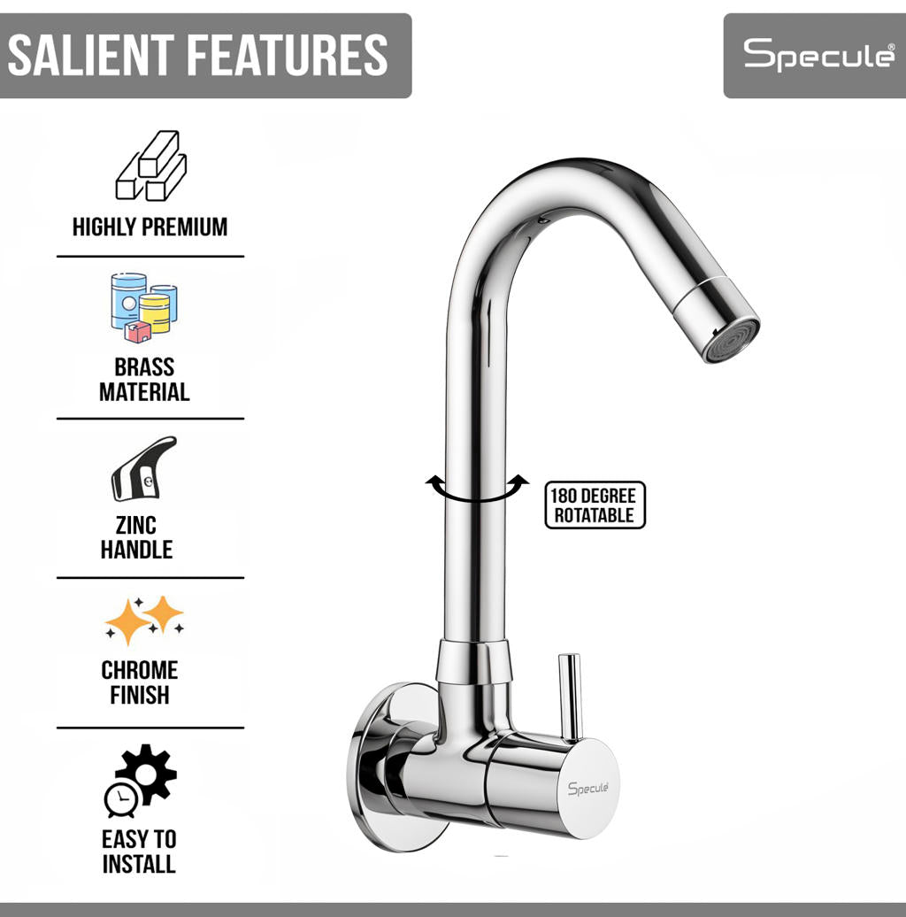 Flora 3/4 Inches Cartridge Sink cock Round Swivel Spout Brass (12 inches)- by Specule